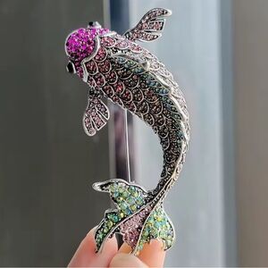 Luxe  Crystal Koi Fish
Rhinestones Brooch